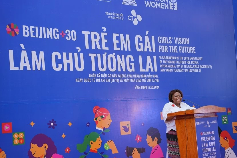 Bà Caroline Nyamayemombe, Trưởng đại diện UN Women tại Việt Nam, phát biểu tại sự kiện. (Nguồn: UN Women)