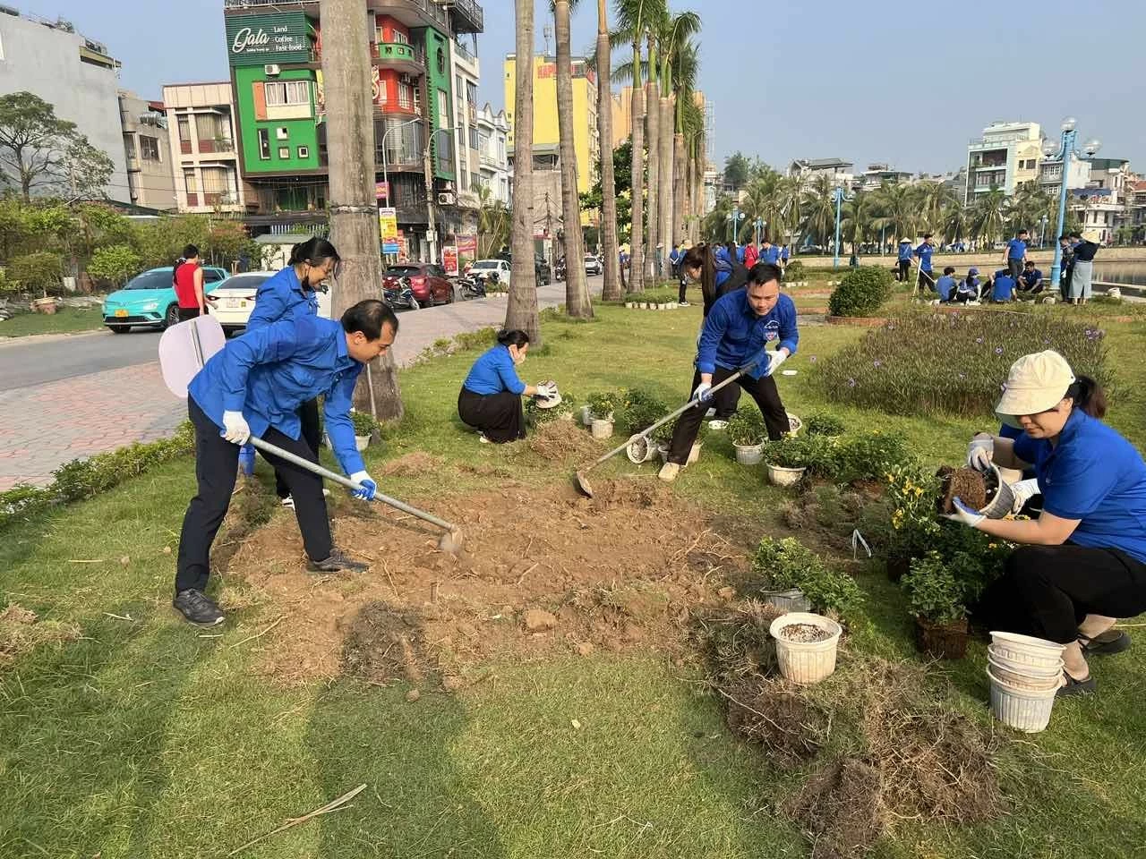 Hơn 300 đoàn viên, thanh niên TP. Hạ Long ra quân trồng hoa, vệ sinh môi trường