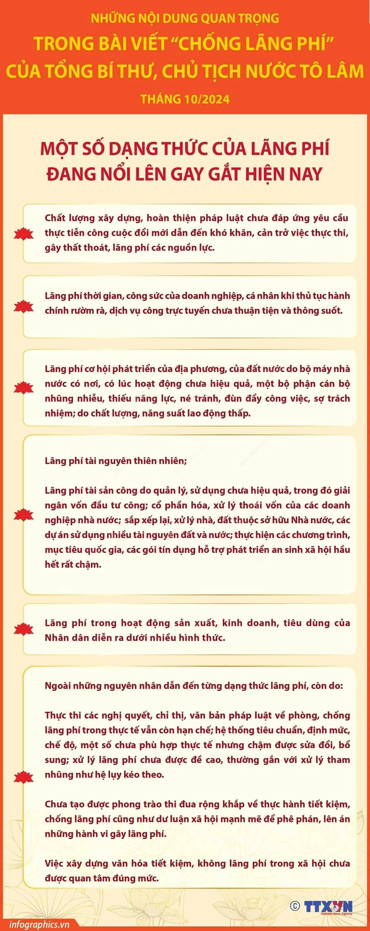 Tổng Bí thư, Chủ tịch nước Tô Lâm chỉ rõ những dạng thức của lãng phí đang nổi lên gay gắt hiện nay