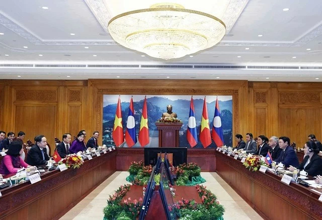 Vietnam, Laos top legislators hold talks in Vientiane