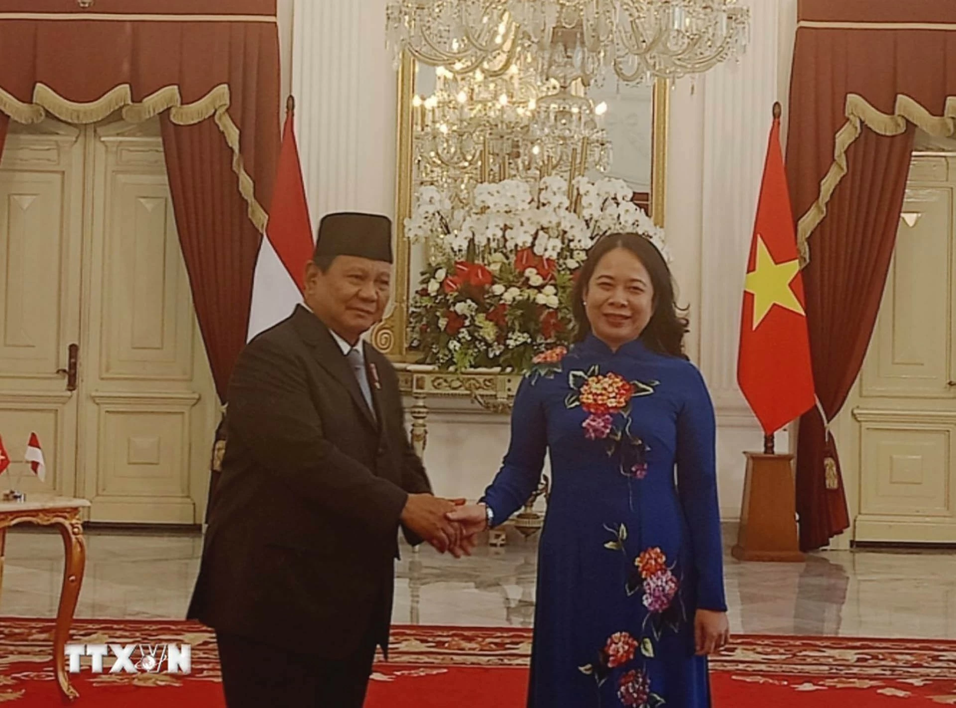 Phó Chủ tịch nước Võ Thị Ánh Xuân gặp Tổng thống Indonesia Prabowo Subianto