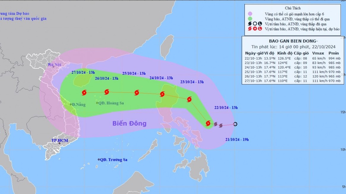 tin bao gan bien dong bao trami tren vung bien phia dong mien trung philippines gio giat cap 10 di chuyen theo huong tay bac