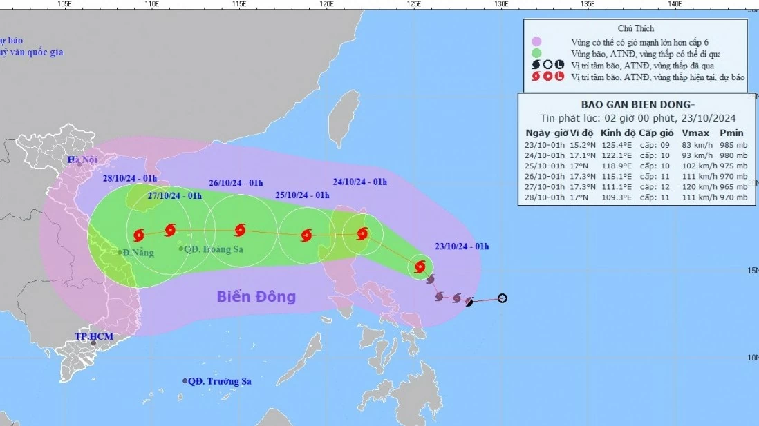 Dự báo bão Trà Mi: Di chuyển theo hướng Tây Tây Bắc, sau có khả năng đổi hướng Tây Tây Nam, đi vào Biển Đông