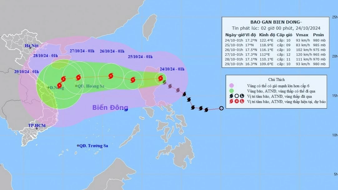 Dự báo: Bão Trà Mi có khả năng đi vào Biển Đông, gió mạnh cấp 9, giật cấp 11, biển động rất mạnh