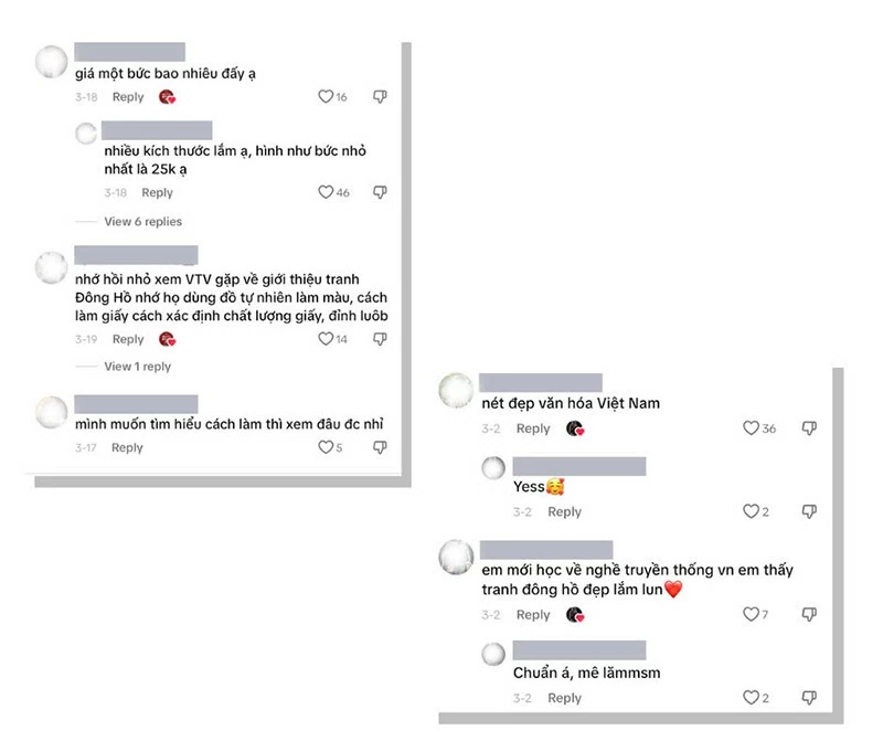 TikTok creators have received enthusiastic responses from young viewers for their content showcasing the culture of Dong Ho paintings.