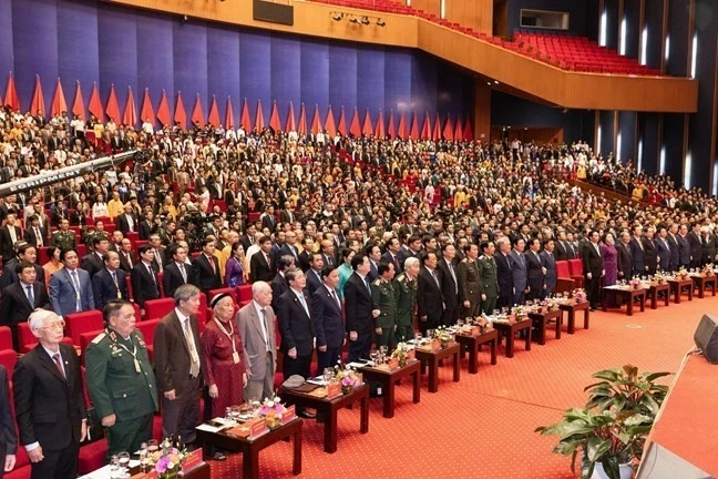 Delegates attending the flag salute ceremony.