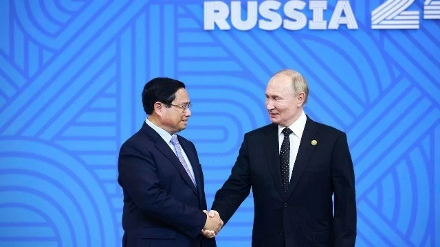 PM Pham Minh Chinh attends Russian President Putin’s welcome ceremony in Kazan