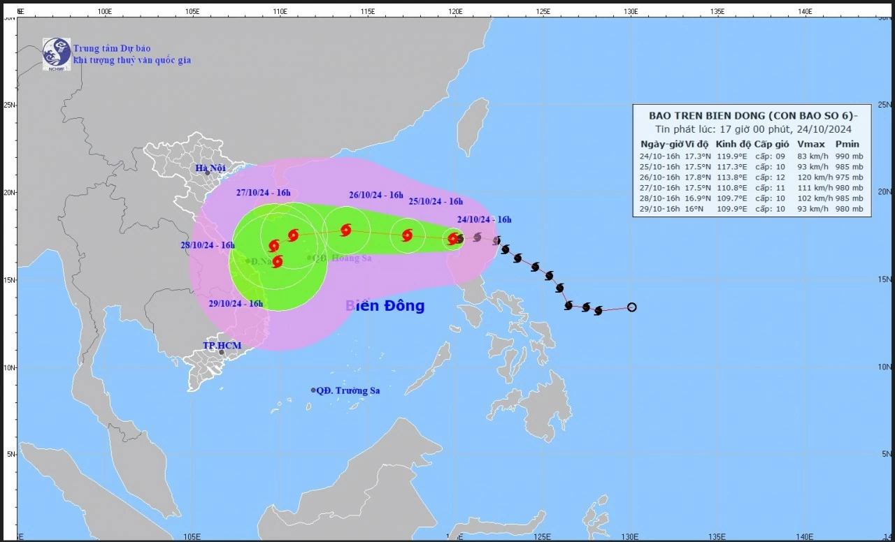 Bão Trà Mi đi vào Biển Đông, trở thành cơn bão số 6