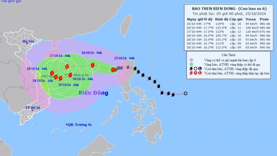 du bao dien bien bao so 6 tren khu vuc bac bien dong gio manh cap 9 10 giat cap 13 14