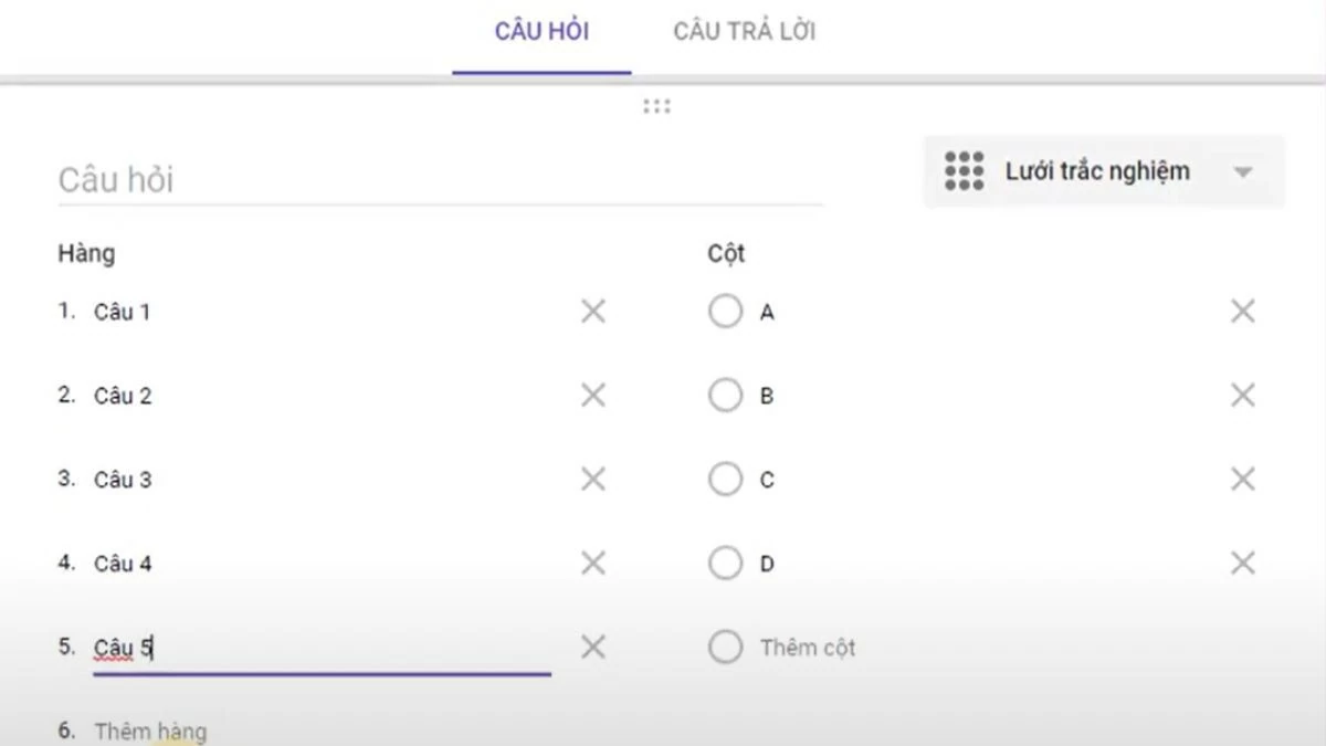 Cách tạo lưới trắc nghiệm trong Google biểu mẫu nhanh chóng