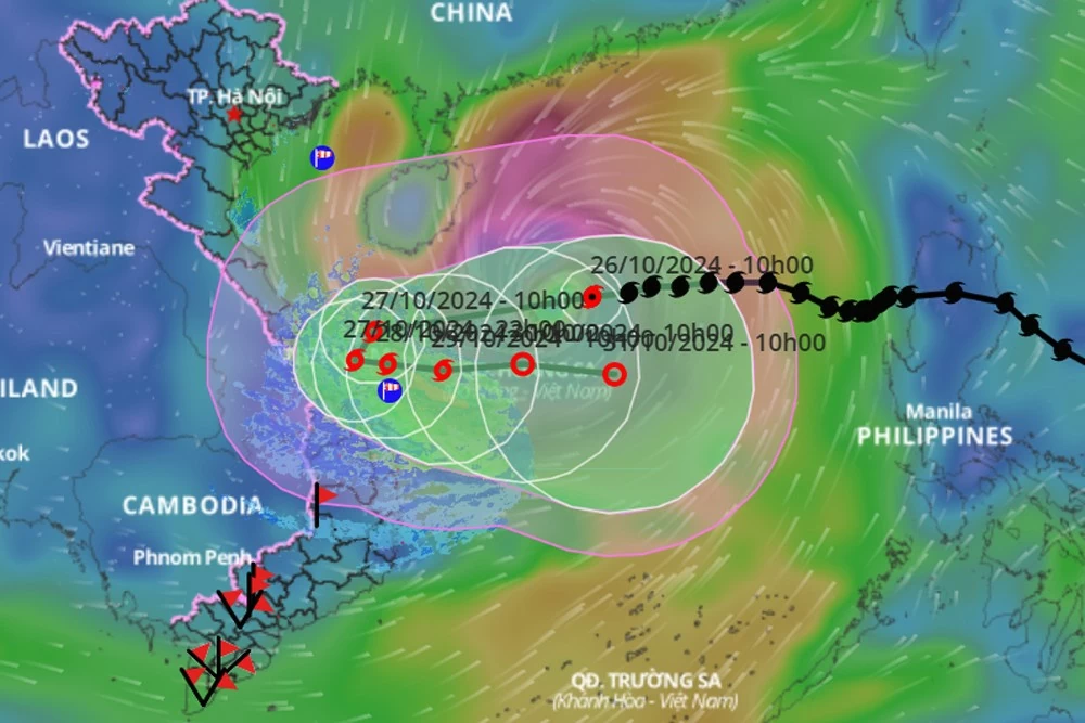 Bão số 6 (bão Trà Mi): Chiều tối 26/10, khu vực Quảng Binh - Quảng Ngãi mưa lớn