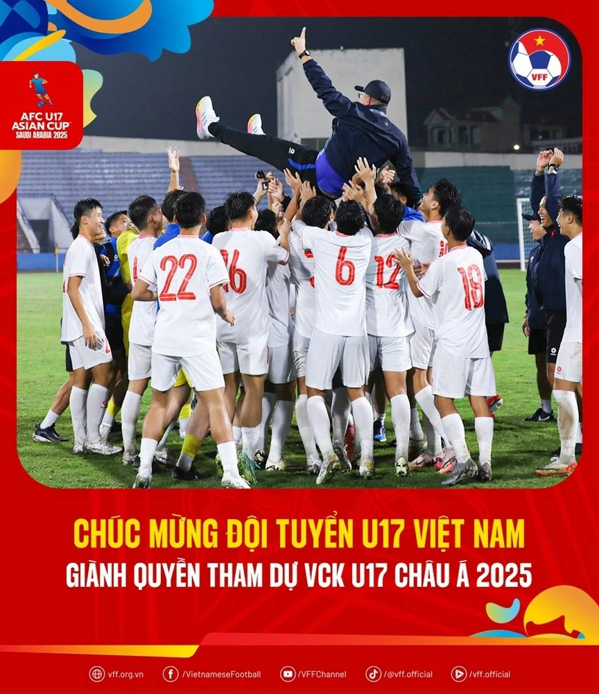 Đội tuyển U17 Việt Nam giành quyền tham dự VCK U17 châu Á 2025