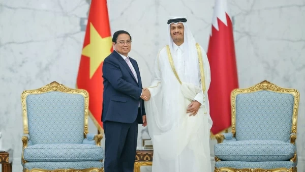 Lễ đón chính thức Thủ tướng Phạm Minh Chính tại Hoàng cung Amiri Diwan, Qatar