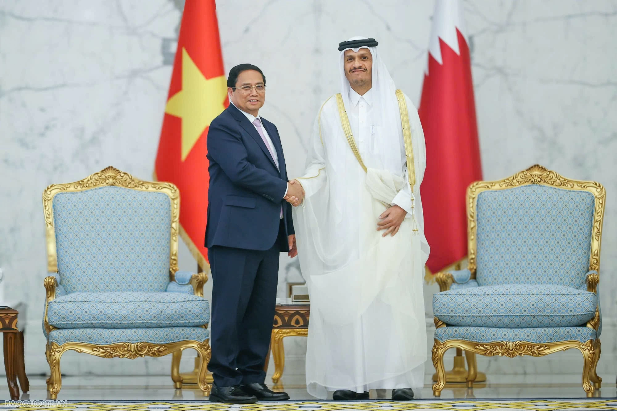 Welcome ceremony held for Prime Minister Pham Minh Chinh in Doha