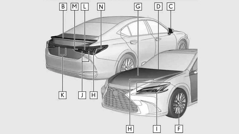 Hình ảnh Lexus ES 2025 trong tài liệu HDSD được lan truyền trên mạng