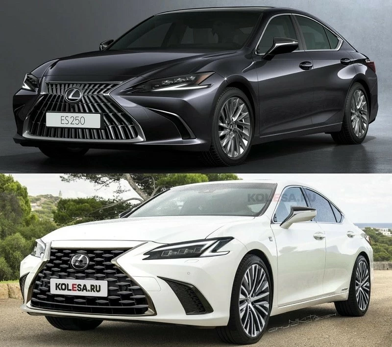 Lexus ES 2024 (bên trên) và hình dung về Lexus ES 2025