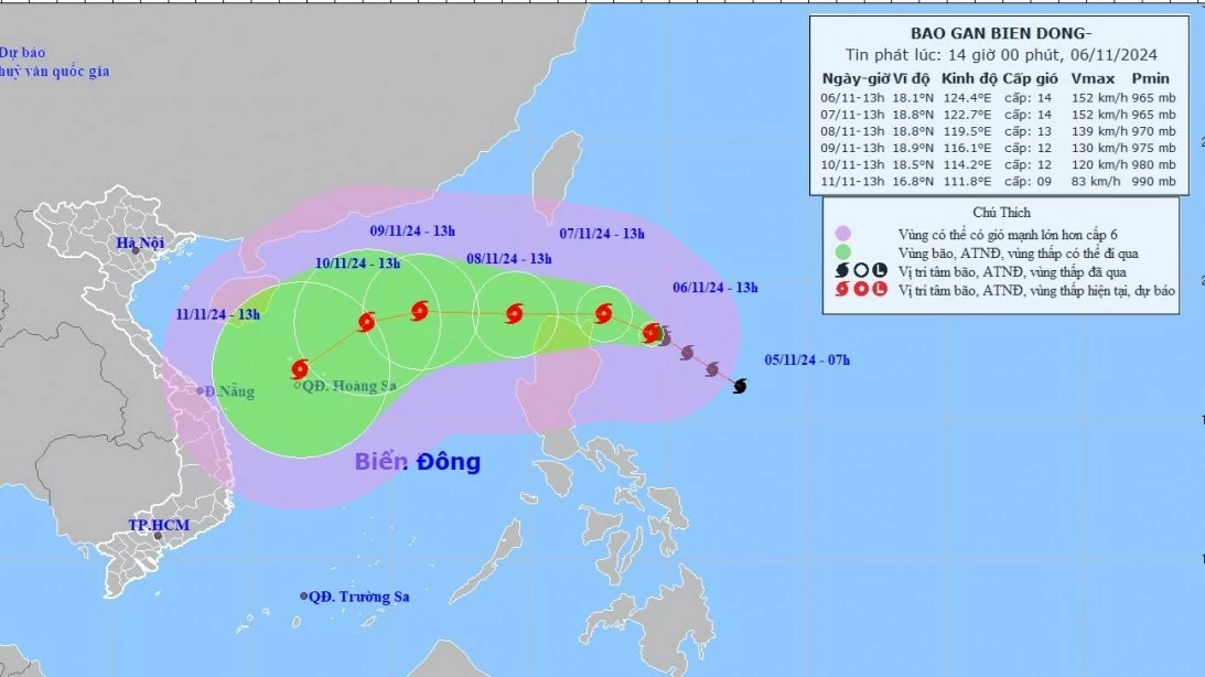 Tin bão gần Biển Đông: Bão Yinxing trên vùng biển phía Đông Bắc đảo Luzon, Philippines, gió vùng tâm bão mạnh cấp 17