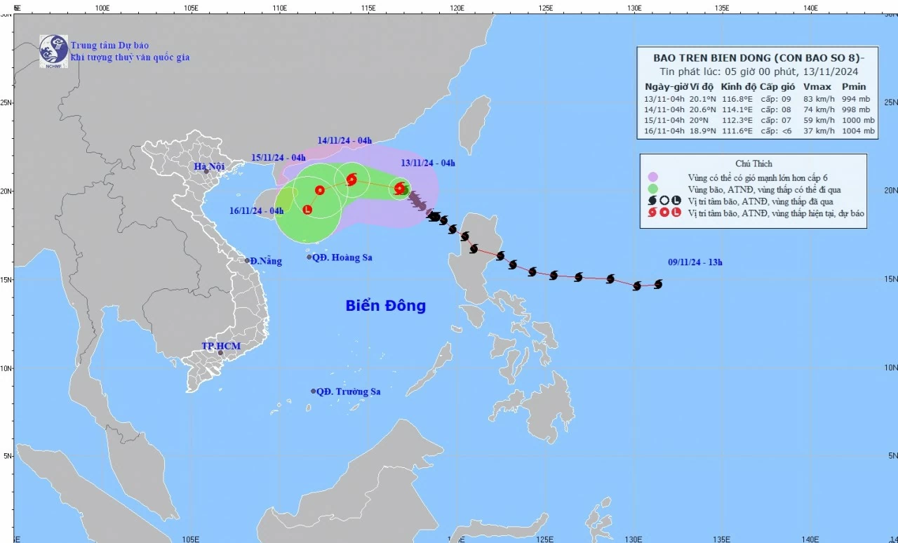 Dự báo bão số 8: