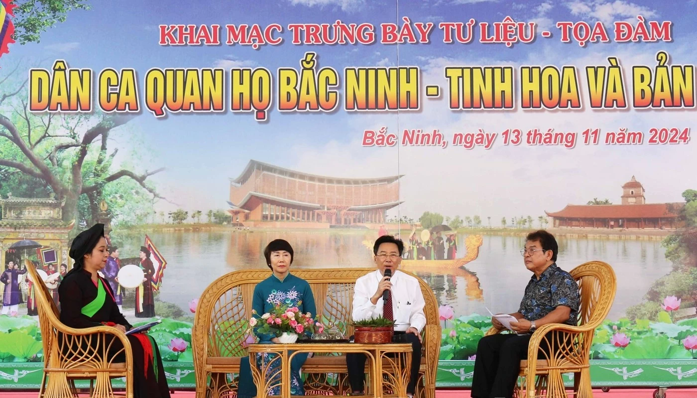 Chương trình tọa đàm “Dân ca Quan họ Bắc Ninh - Tinh hoa và bản sắc”. (Nguồn: Thương hiệu và Công luận)