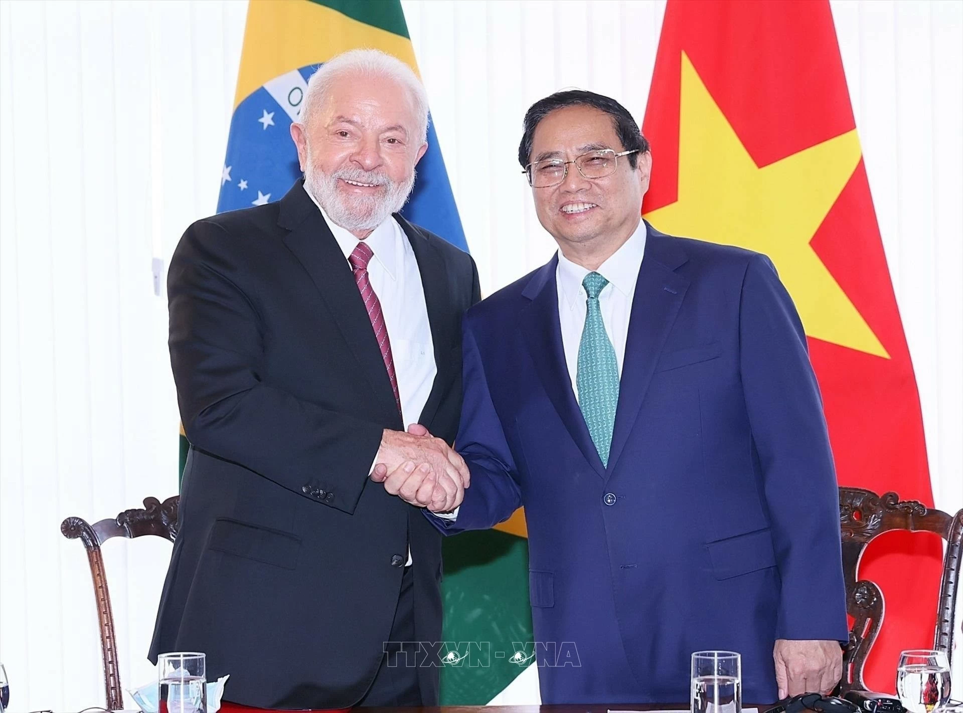 Thủ tướng Phạm Minh Chính và Tổng thống Brazil Luiz Inácio Lula da Silva trong chuyến thăm Brazil, tháng 9/2023.