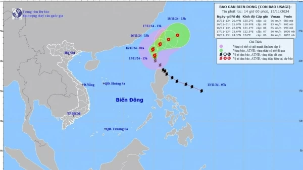 Tin bão gần Biển Đông: Bão Usagi trên vùng biển phía Nam Đài Loan (Trung Quốc), gió mạnh cấp 10, giật cấp 12