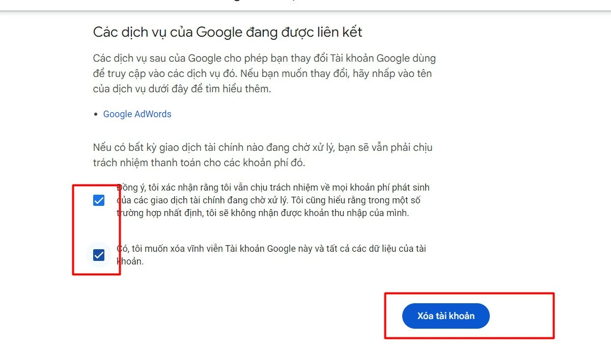 Xóa tài khoản Google vĩnh viễn đơn giản