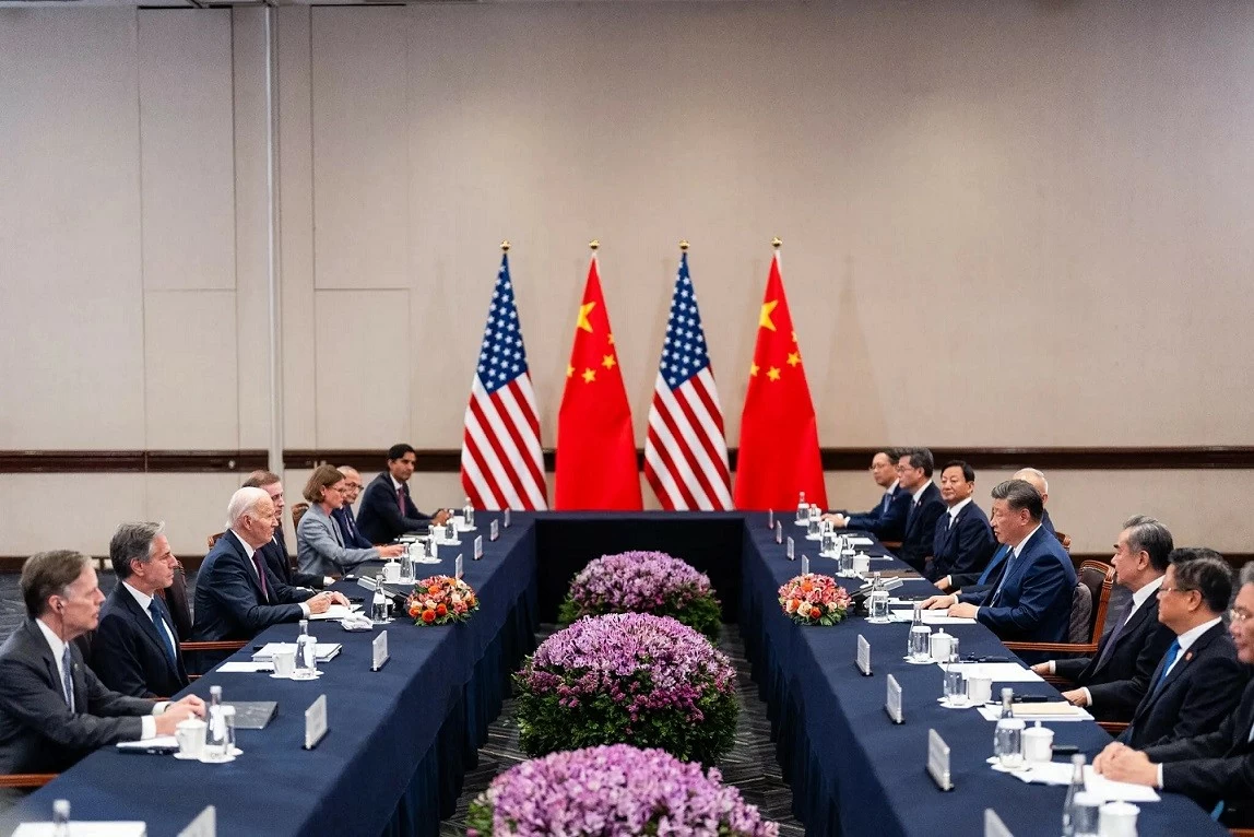 Tổng thống Mỹ Joe Biden và Chủ tịch Trung Quốc Tập Cận Bình trong cuộc hội đàm tại Lima, Peru, ngày 16/11. (Nguồn: The New York Times) Tổng thống Mỹ Joe Biden và Chủ tịch Trung Quốc Tập Cận Bình trong cuộc hội đàm tại Lima, Peru, ngày 16/11. (Nguồn: The New York Times)