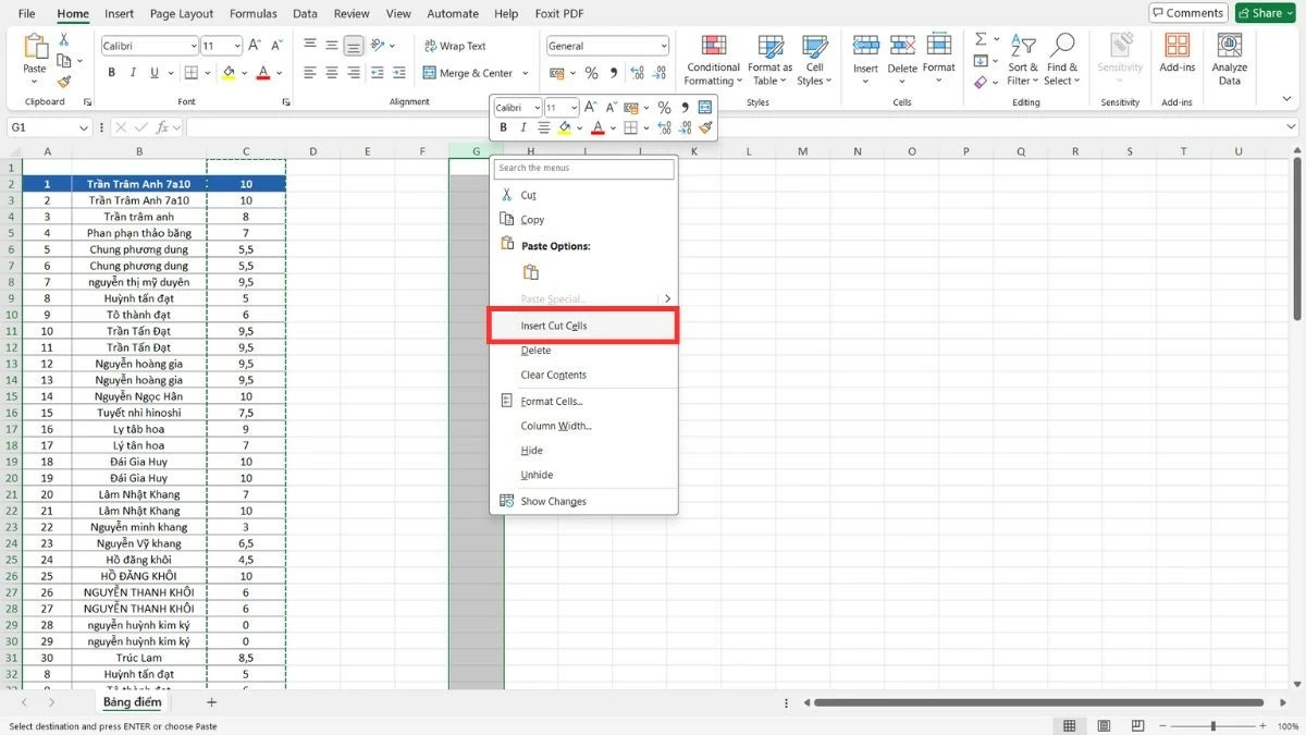 Cách di chuyển cột trong Excel nhanh chóng và tiện lợi