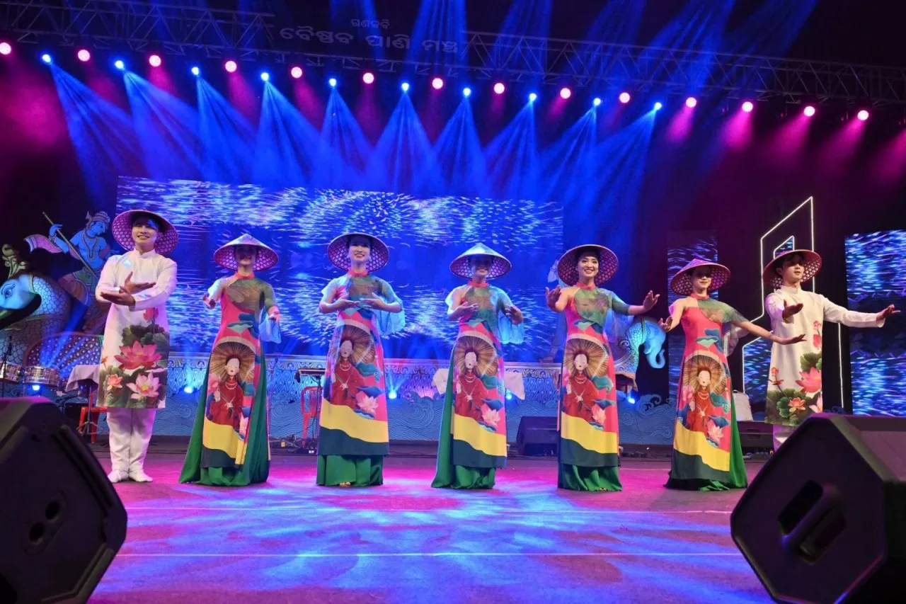 A Vietnamese cultural performance at the Bali Yatra Festival in Cuttack, Odisha, India.