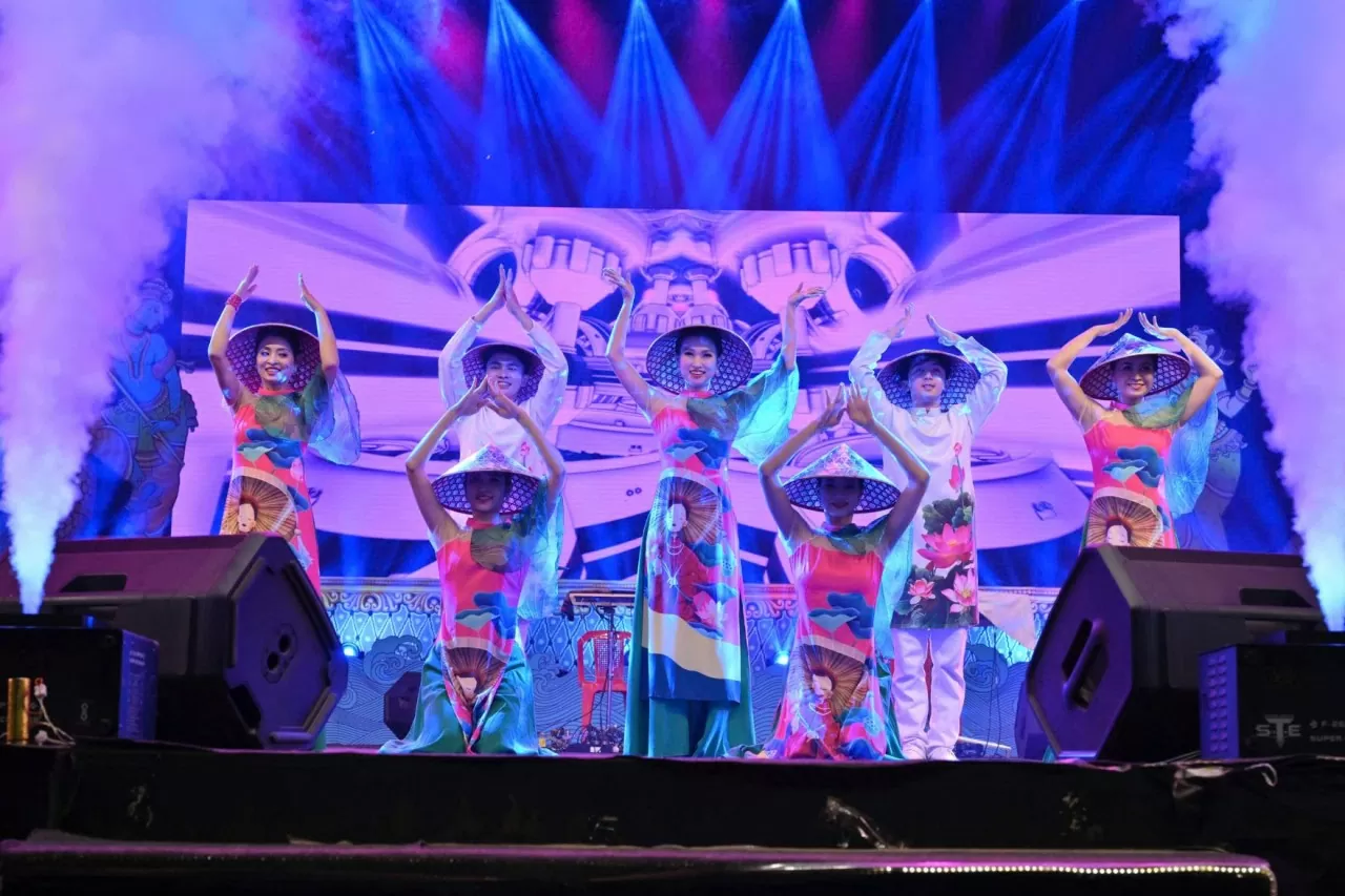 A Vietnamese cultural performance at the Bali Yatra Festival in Cuttack, Odisha, India.