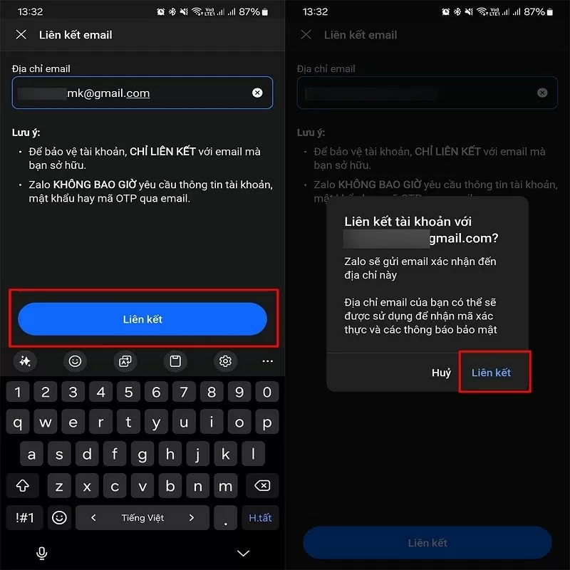 Liên kết Zalo với email để bảo vệ tài khoản an toàn hơn