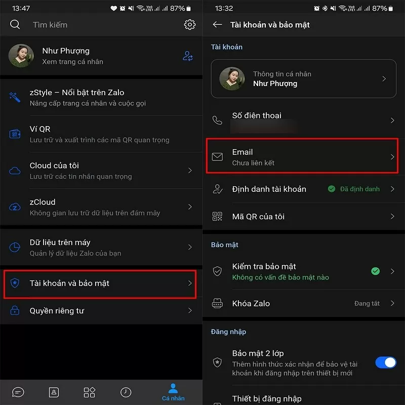 Liên kết Zalo với email để bảo vệ tài khoản an toàn hơn