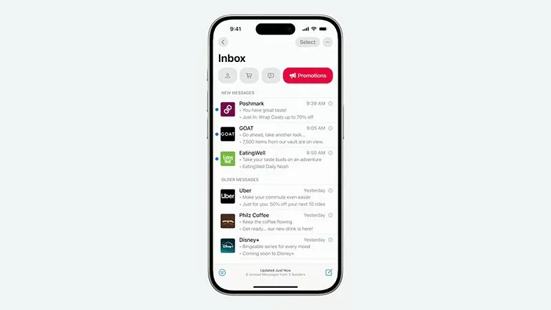 iOS 18.2 đã cải tiến ứng dụng Mail