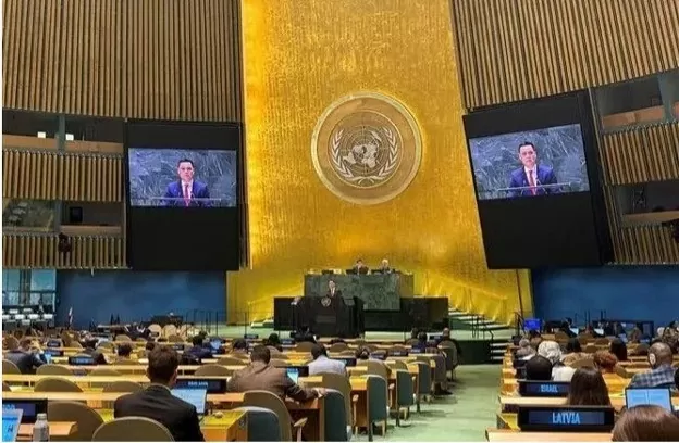 Ambassador Dang Hoang Giang, Permanent Representative of Vietnam to the United Nations, speaks at the annual plenary discussion on oceans and the law of the sea held by the UN General Assembly. (Photo: VNA)