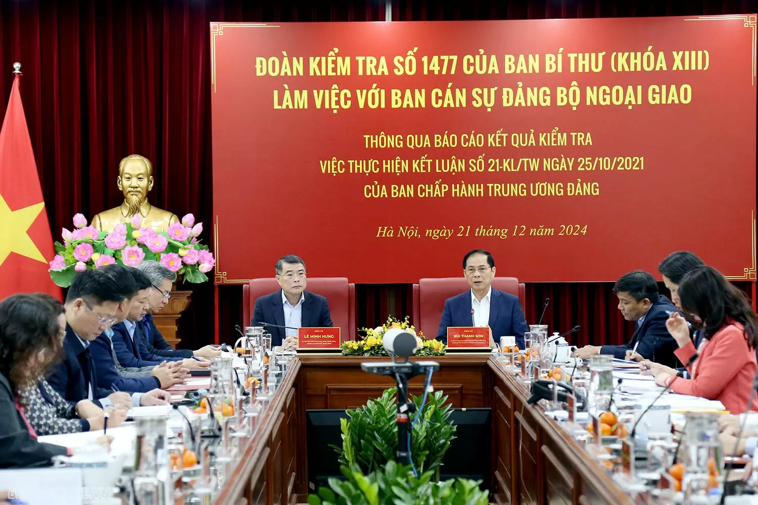 Đoàn kiểm tra của Ban Bí thư làm việc với Ban cán sự đảng Bộ Ngoại giao về thực hiện Kết luận 21 của Ban Chấp hành Trung ương