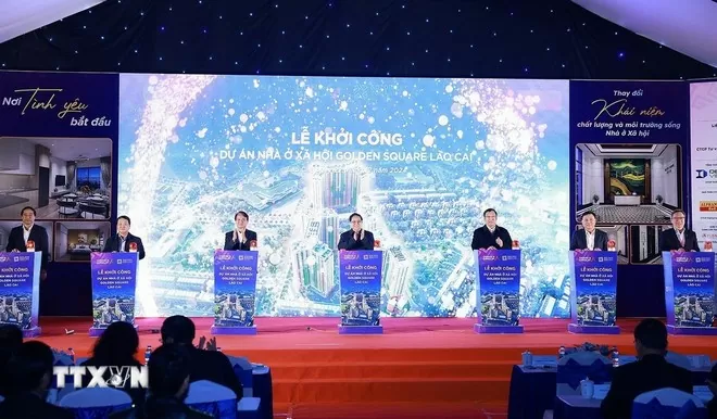 PM Pham Minh Chinh inspects, attends groundbreaking ceremony of infrastructure projects in Lao Cai