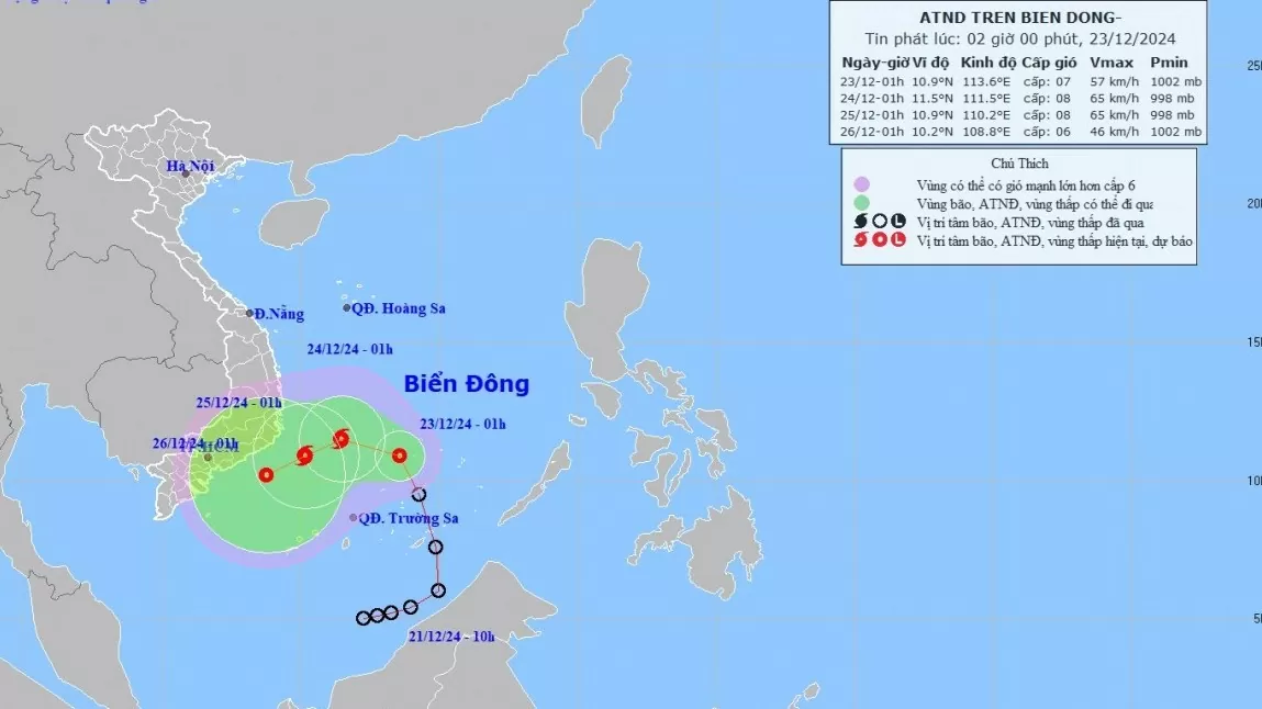 Dự báo áp thấp nhiệt đới: Trên khu vực quần đảo Trường Sa, có khả năng sẽ mạnh thành bão