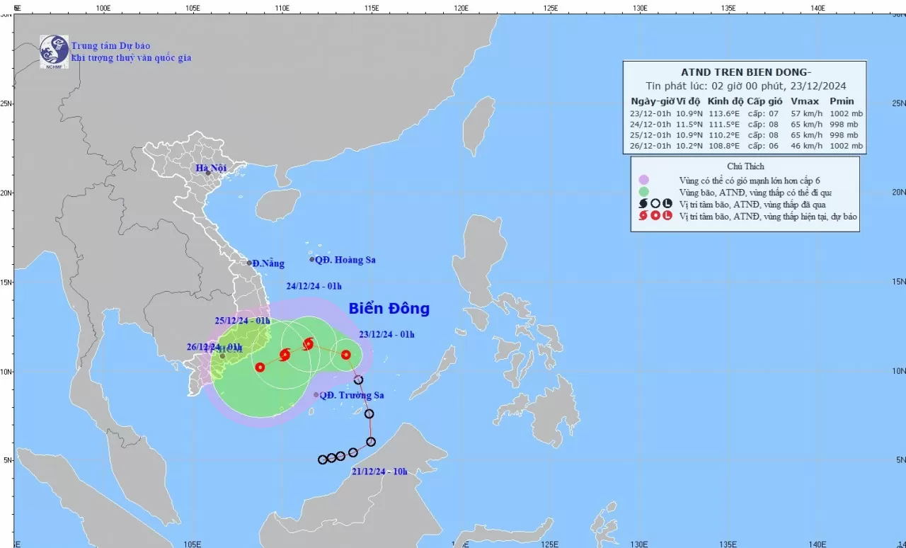 Dự báo áp thấp nhiệt đới: Trên khu vực quần đảo Trường Sa, có khả năng sẽ mạnh thành bão