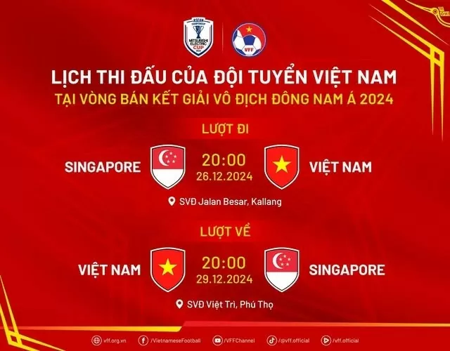 Bán kết ASEAN Cup 2024: VTV trực tiếp trận Singapore và Việt Nam Bán kết ASEAN Cup 2024: VTV trực tiếp trận Singapore và Việt Nam