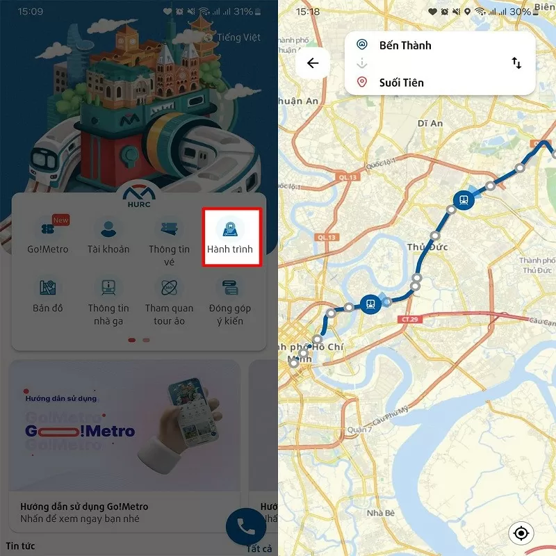 Sử dụng Metro HCMC tra cứu thông tin tuyến Metro số 1 thuận tiện hơn