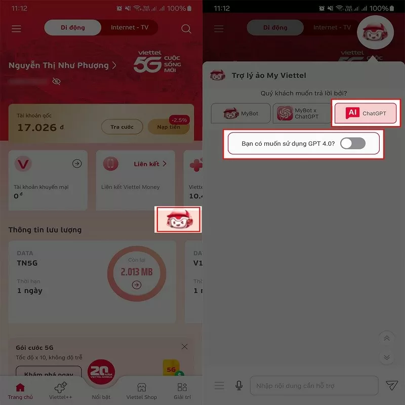 Sử dụng ChatGPT 4.0 miễn phí trên My Viettel đơn giản, tiện lợi