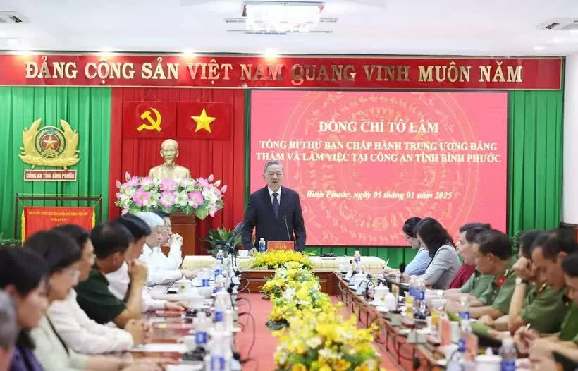 Tổng Bí thư Tô Lâm thăm và làm việc tại Công an tỉnh Bình Phước