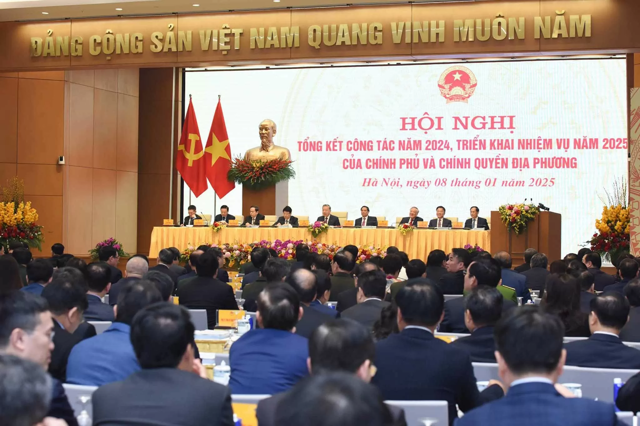 Phát biểu của Tổng Bí thư tại Hội nghị tổng kết công tác năm 2024, triển khai nhiệm vụ năm 2025 của Chính phủ và chính quyền địa phương