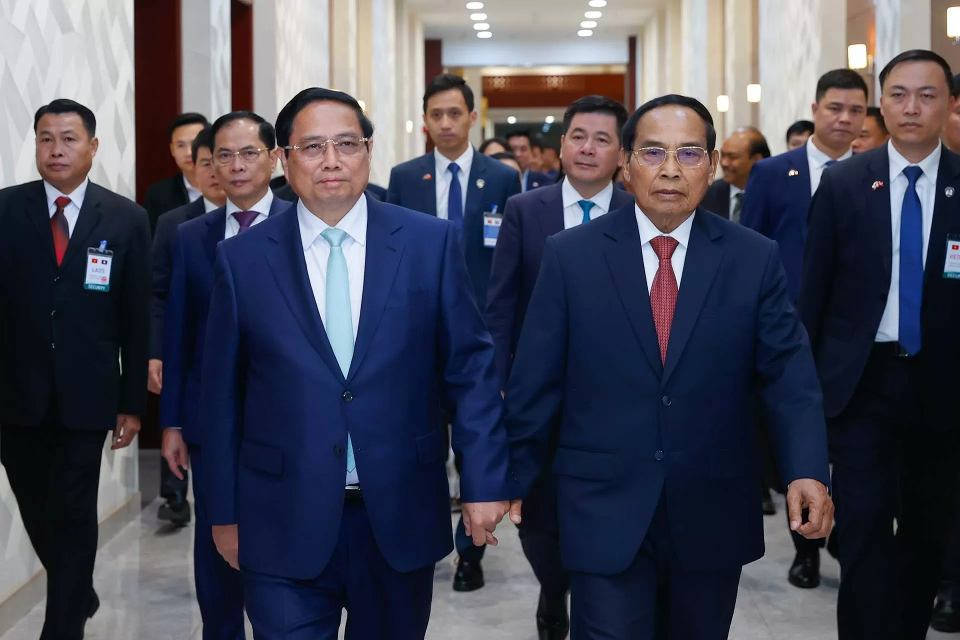 Thủ tướng Phạm Minh Chính tiếp đồng chí Bounthong Chitmany, Thường trực Ban Bí thư, Phó Chủ tịch nước Lào. (Nguồn: VGP)