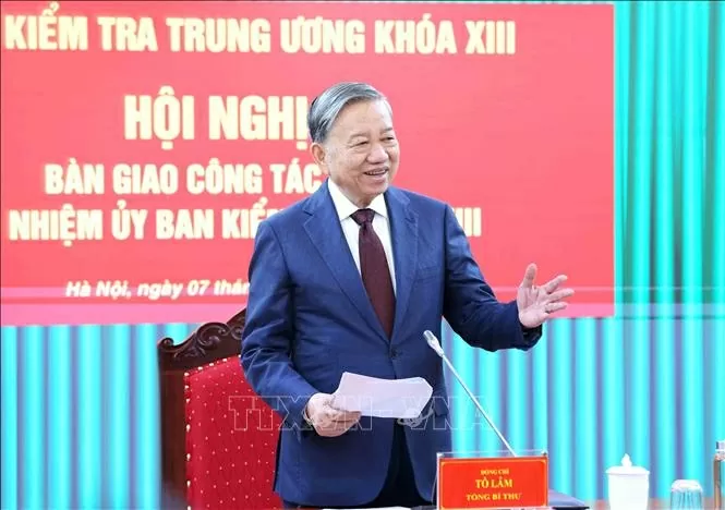 Tổng Bí thư Tô Lâm dự Hội nghị bàn giao công tác của Chủ nhiệm Ủy ban Kiểm tra Trung ương