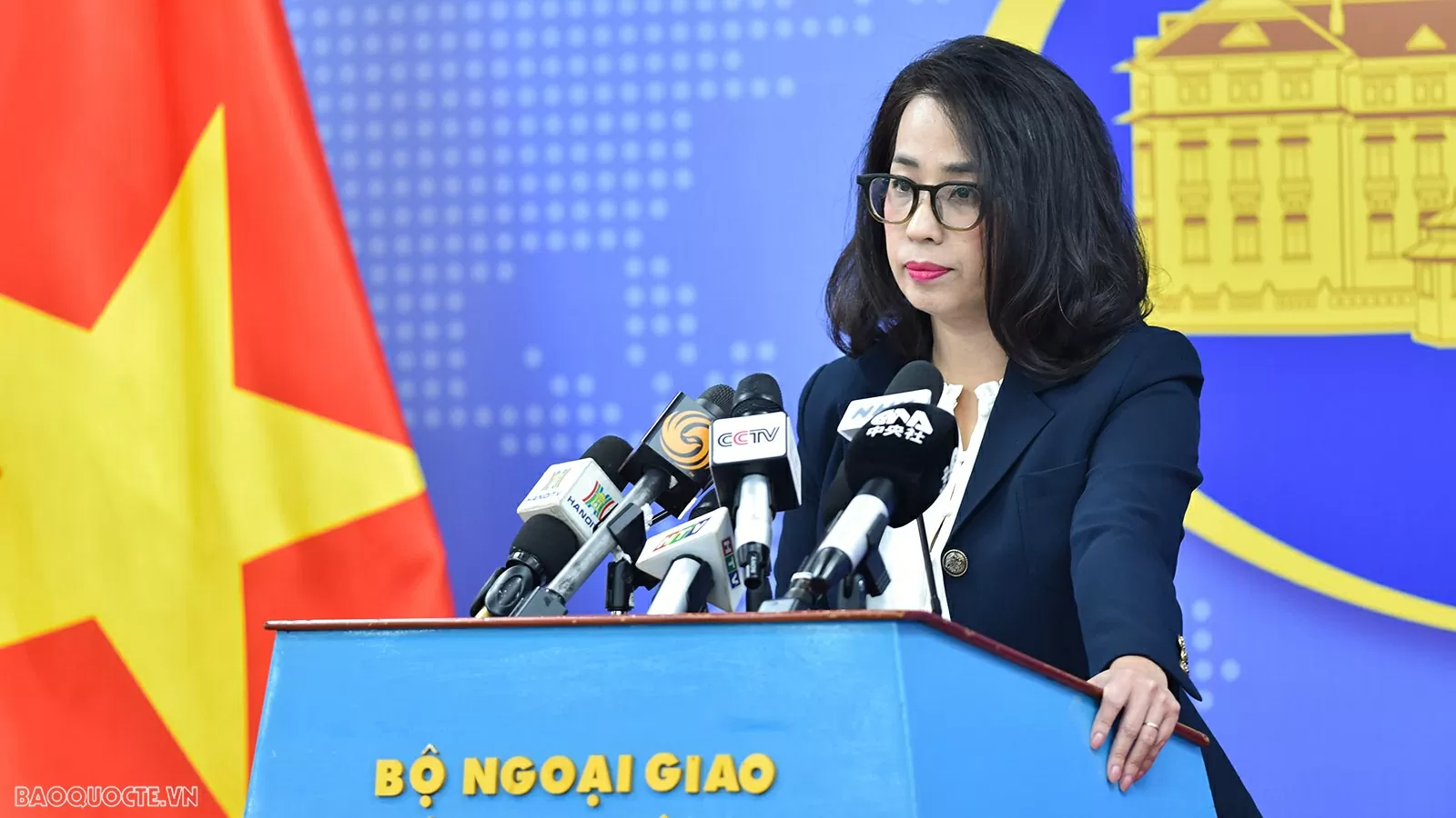 Người Phát ngôn Bộ Ngoại giao Việt Nam Phạm Thu Hằng nêu rõ:Việt Nam mong muốn cùng Hoa Kỳ tiếp tục triển khai thực chất, hiệu quả các hoạt động hợp tác của USAID. (Ảnh: Anh Sơn)