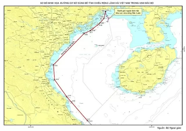 Vietnamese Government issued a declaration for determining territorial waters width in Gulf of Tonkin