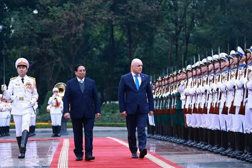 Welcome ceremony held for New Zealand Prime Minister Christopher Luxon in Hanoi