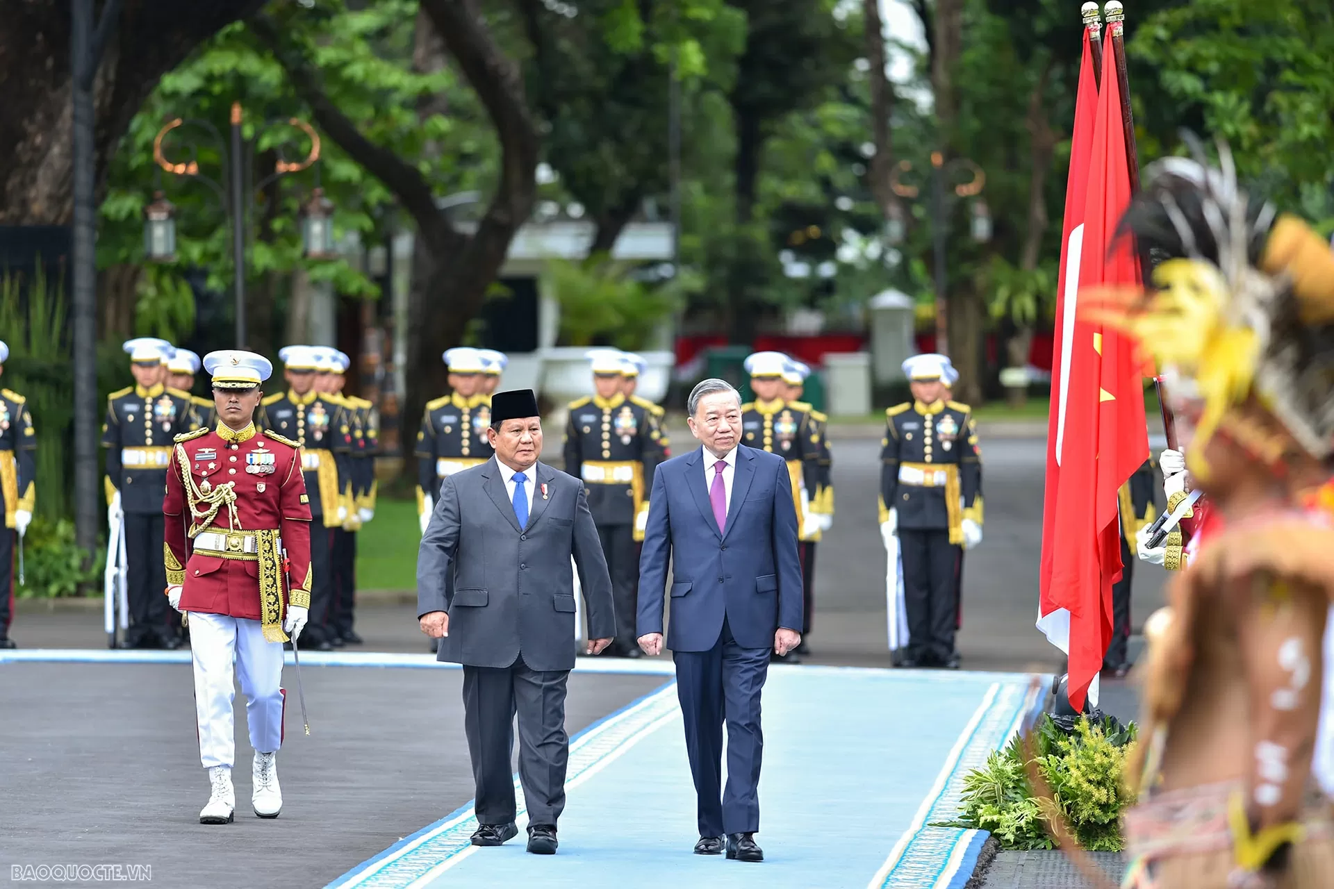 Toàn cảnh lễ đón chính thức Tổng Bí thư Tô Lâm và Phu nhân thăm cấp Nhà nước Indonesia