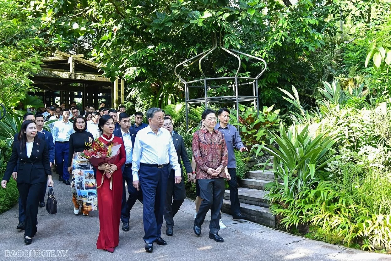 Lễ đặt tên cho hoa phong lan - nghi lễ ngoại giao đặc biệt Singapore dành cho Tổng Bí thư Tô Lâm và Phu nhân. (Ảnh: Tuấn Anh)